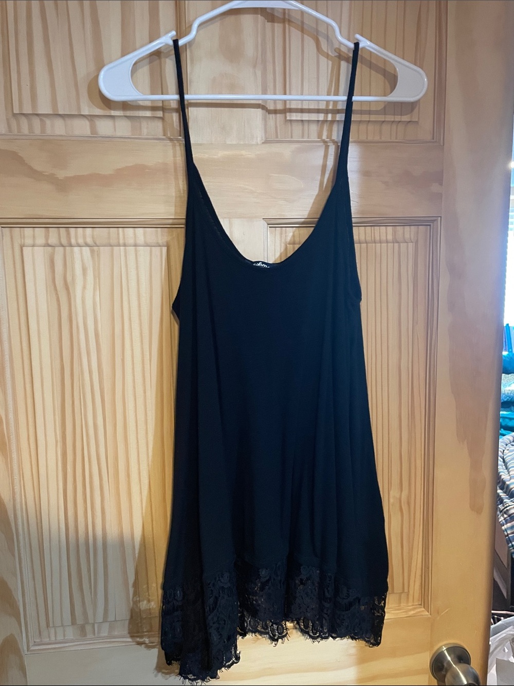 Black Lace-Trim Tank Dress Camisole - Women